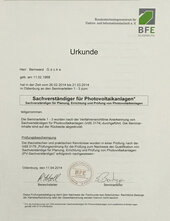 Sachverständiger für Photovoltaikanlagen, Herr Bernward Göcke
